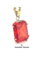 Vintage & Occasion Gouden  18k hanger met grote oranje steen