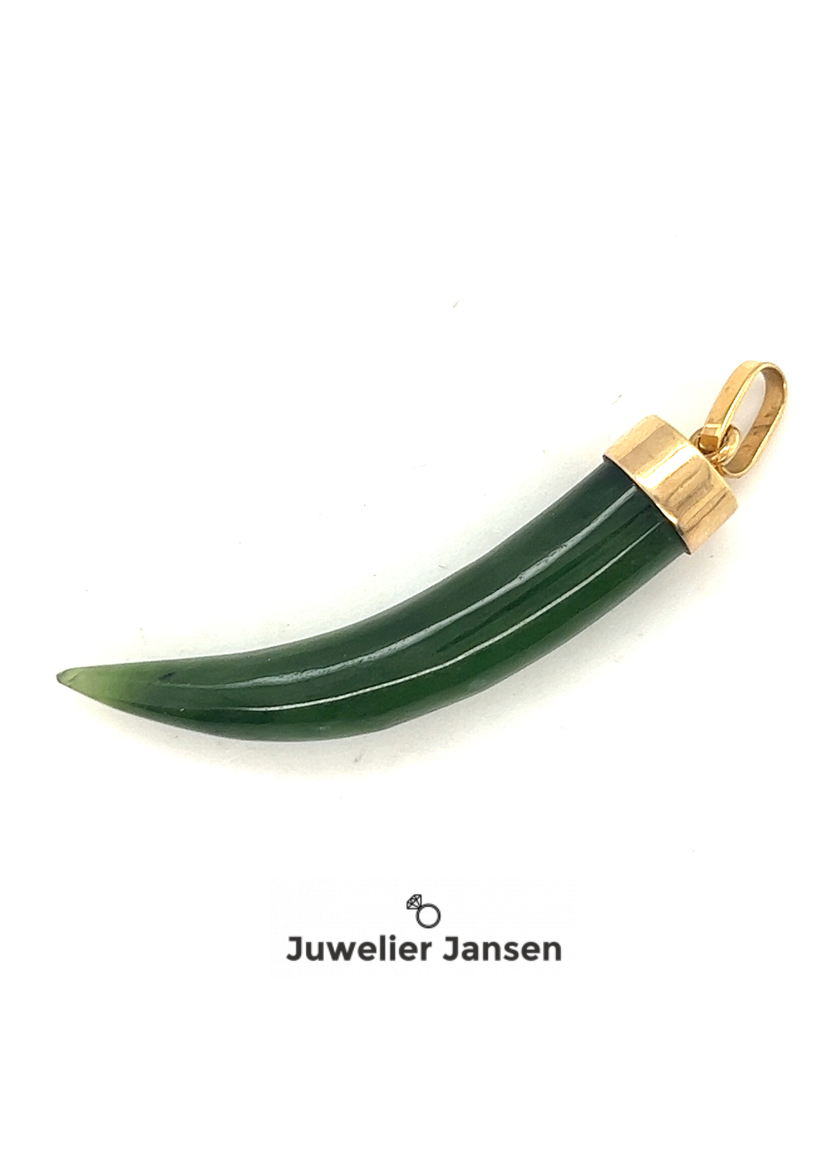 Vintage & Occasion Occasion gouden hanger met jade tand