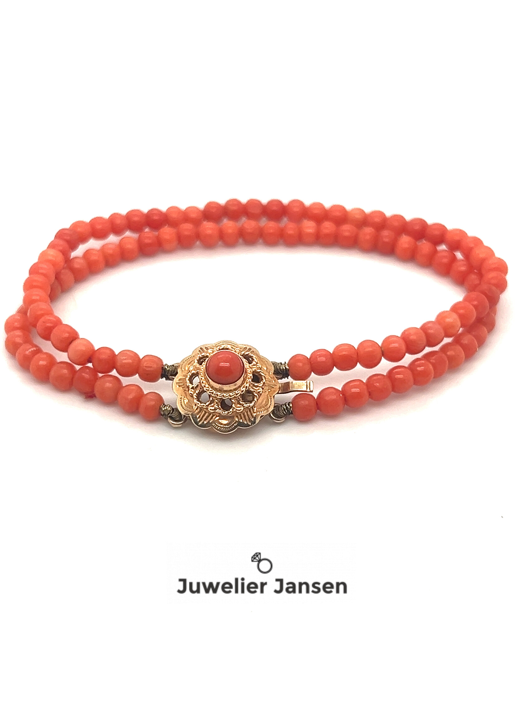 Vintage & Occasion Koraal dubbele armband met siersluiting