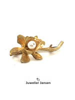 Vintage & Occasion Vintage goudkleurige broche met parel (imi)