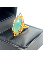 Vintage & Occasion Geelgouden 22k ring met groen jade