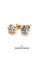 Vintage & Occasion Gouden solitair occasion oorknoppen zirkonia 6mm