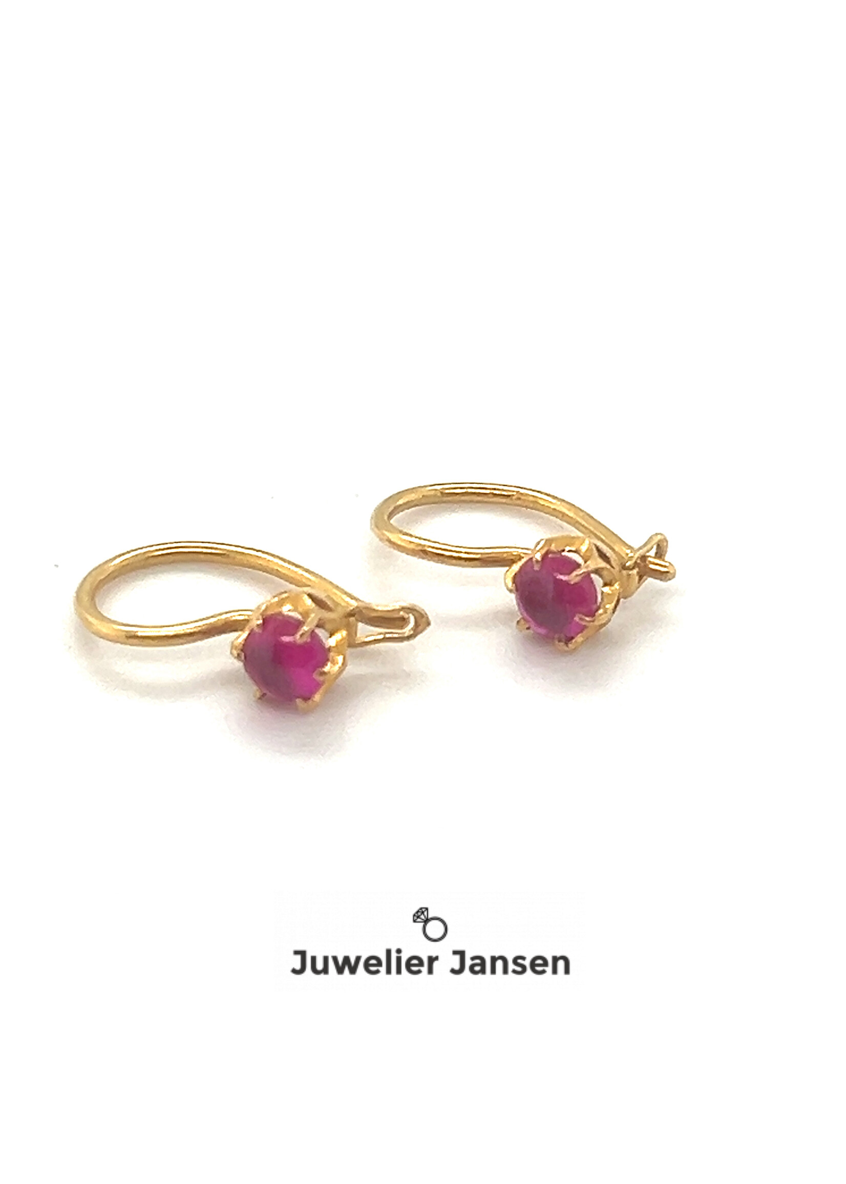 Vintage & Occasion Occasion gouden robijnen oorbellen 22k