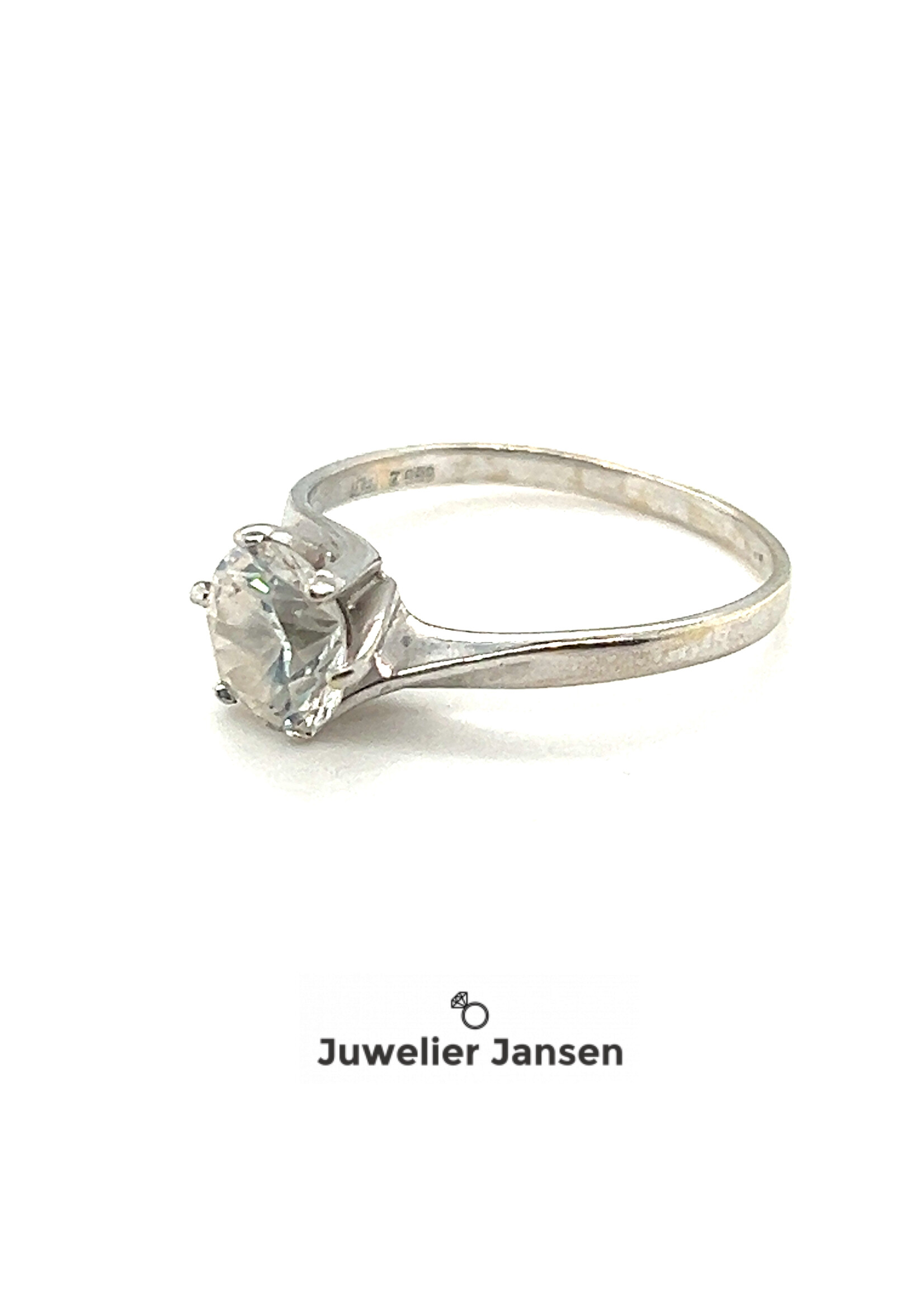 Vintage & Occasion Witgouden occasion ring met zirkonia