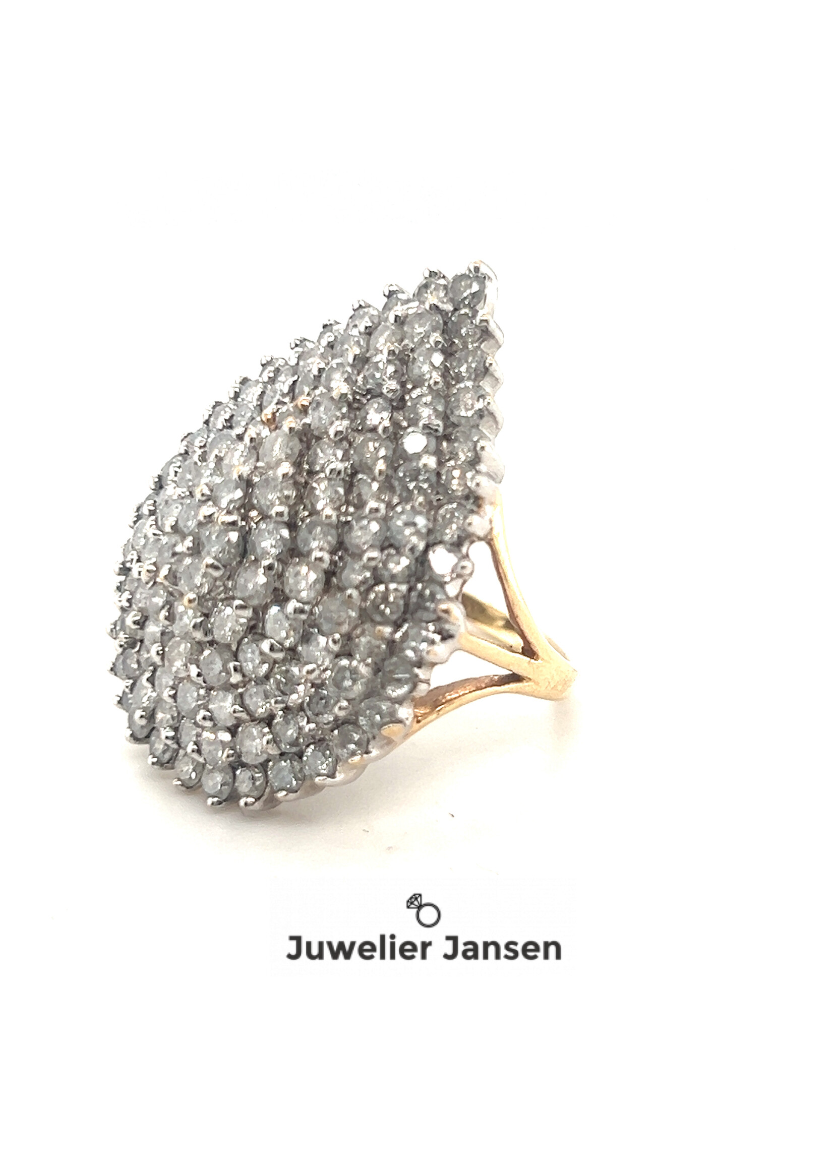 Vintage & Occasion Occasion bicolor gouden unieke 3.69ct diamanten pavé gezette ring