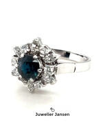 Vintage & Occasion Witgouden ring met briljant en saffier 890