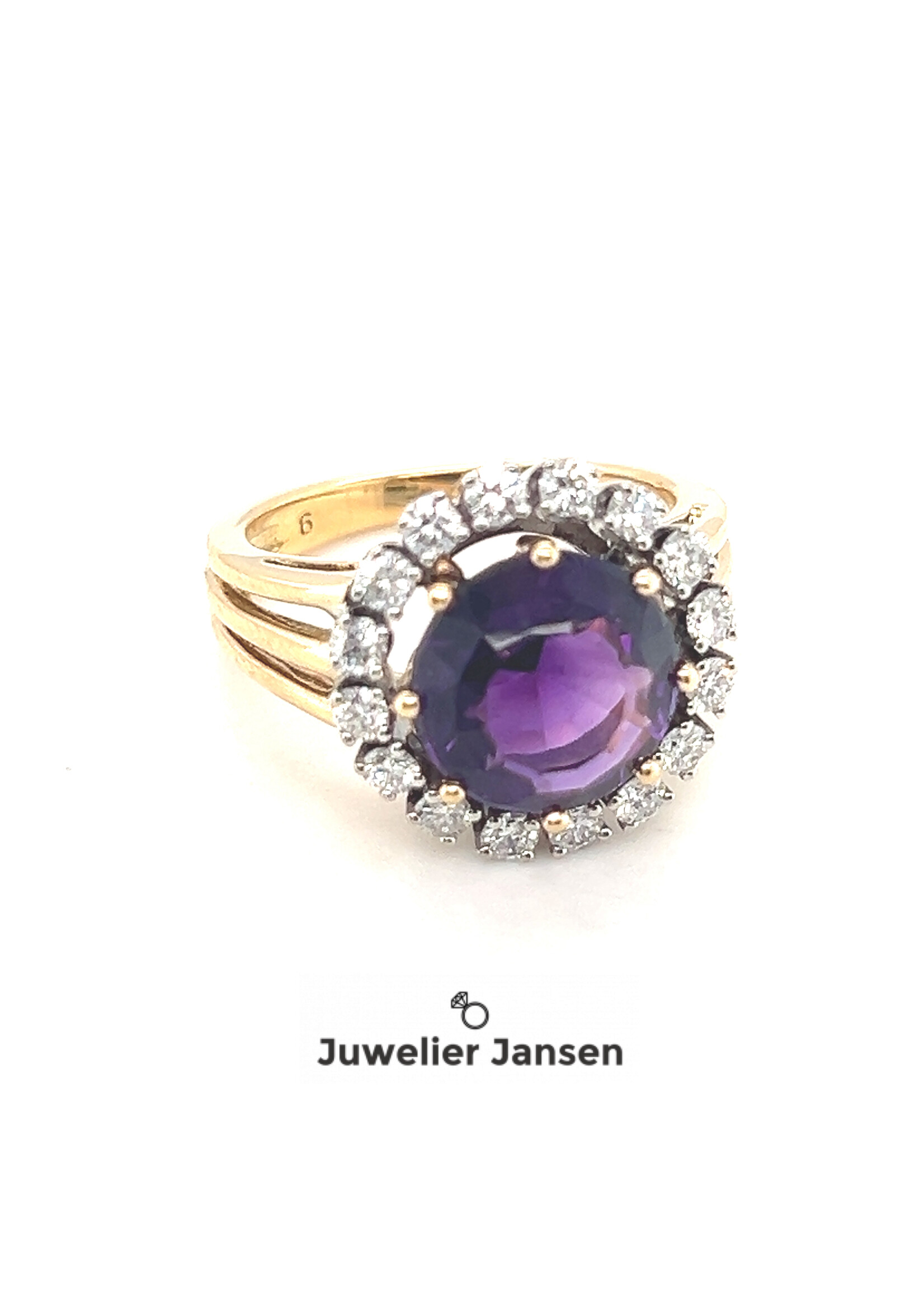 Vintage & Occasion Occasion bicolor ring met amethist met briljant