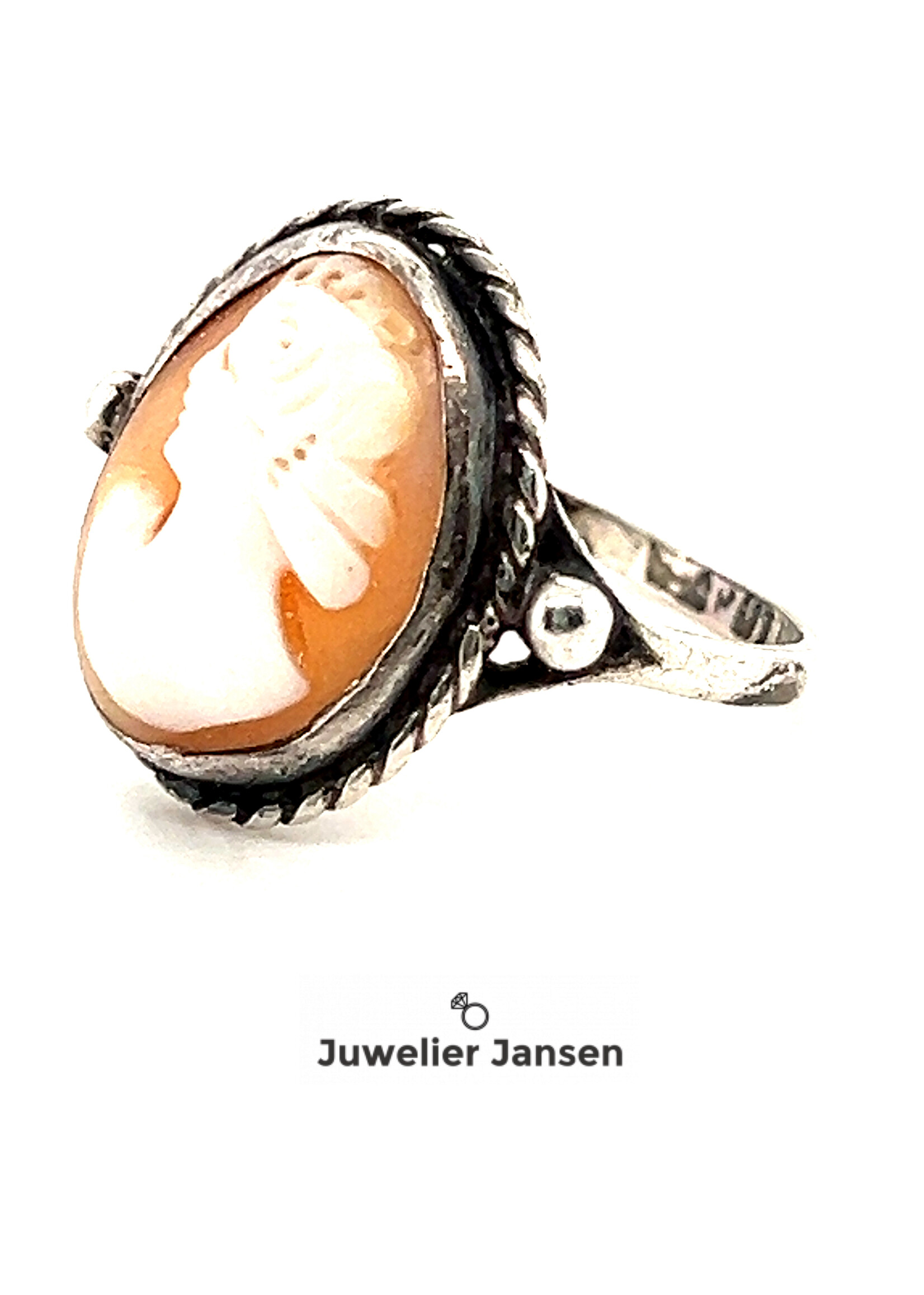 Vintage & Occasion Vintage zilveren ring met camee