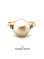 Vintage & Occasion Geelgouden ring met grote parel