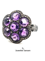 Vintage & Occasion Zilveren ring met amethist en markasiet