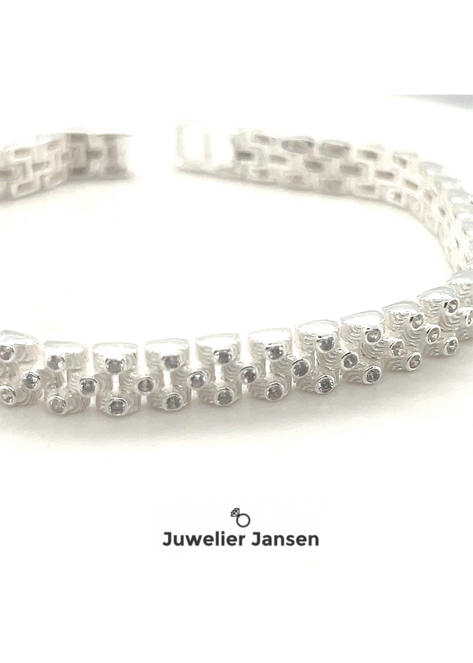 Vintage & Occasion Zilveren  armband bamboo zirkonia