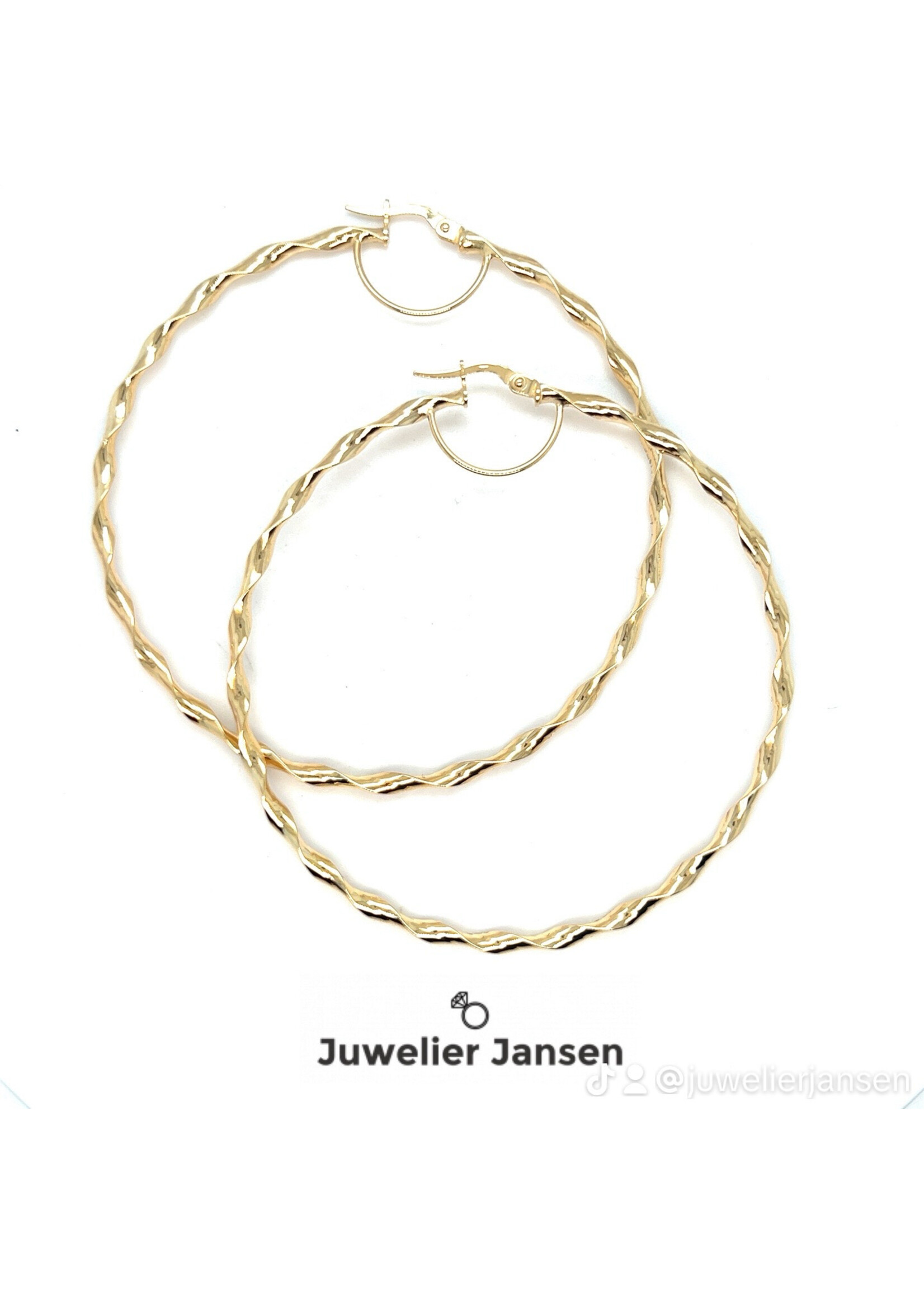 Cataleya jewels Geelgouden gedraaide grote creolen 14k