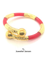 geelgouden bangle 18k rood afgewerkt boei armband