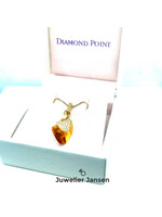 Vintage & Occasion Geelgouden hanger diamond point met briljant en citrien 18k