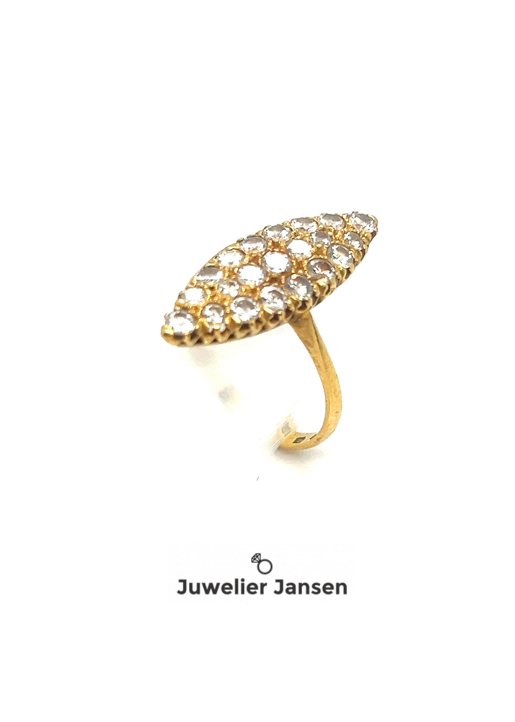 Vintage & Occasion Geelgouden ring met diamant 22k ringmaat 17.5