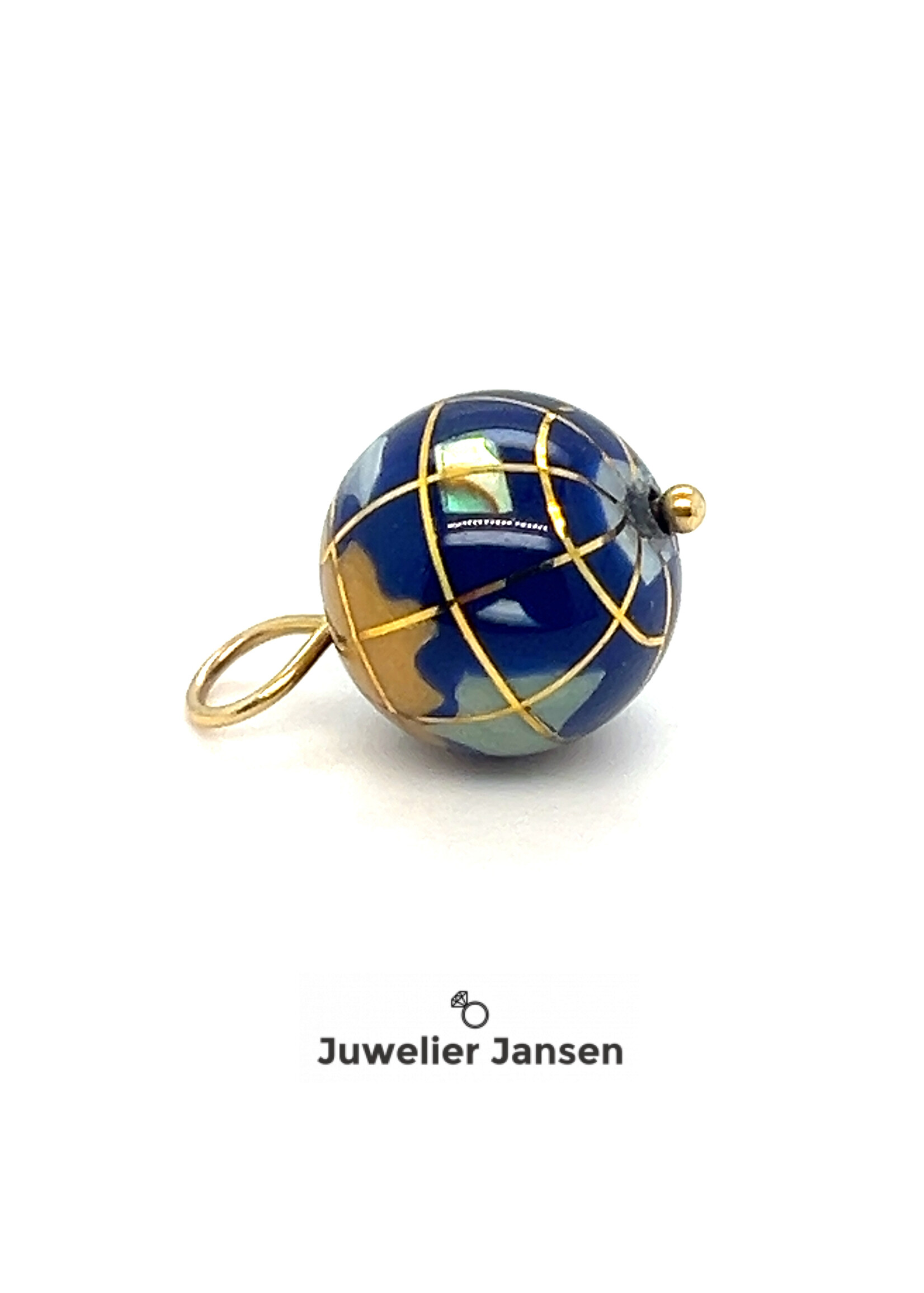 Vintage & Occasion Geelgouden hanger wereldbol 12,5mm