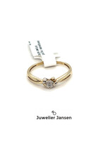 Vintage & Occasion Geelgouden ring met briljant solitair klein 0.015ct