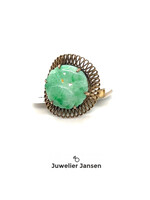 Vintage & Occasion Occasion gouden ring met groene jade steen