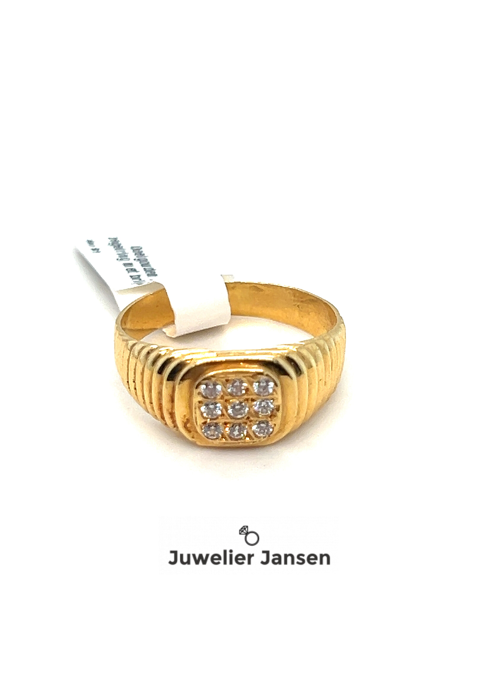 Vintage & Occasion Geelgouden 18k   zegelring met briljant  - maat 18.5