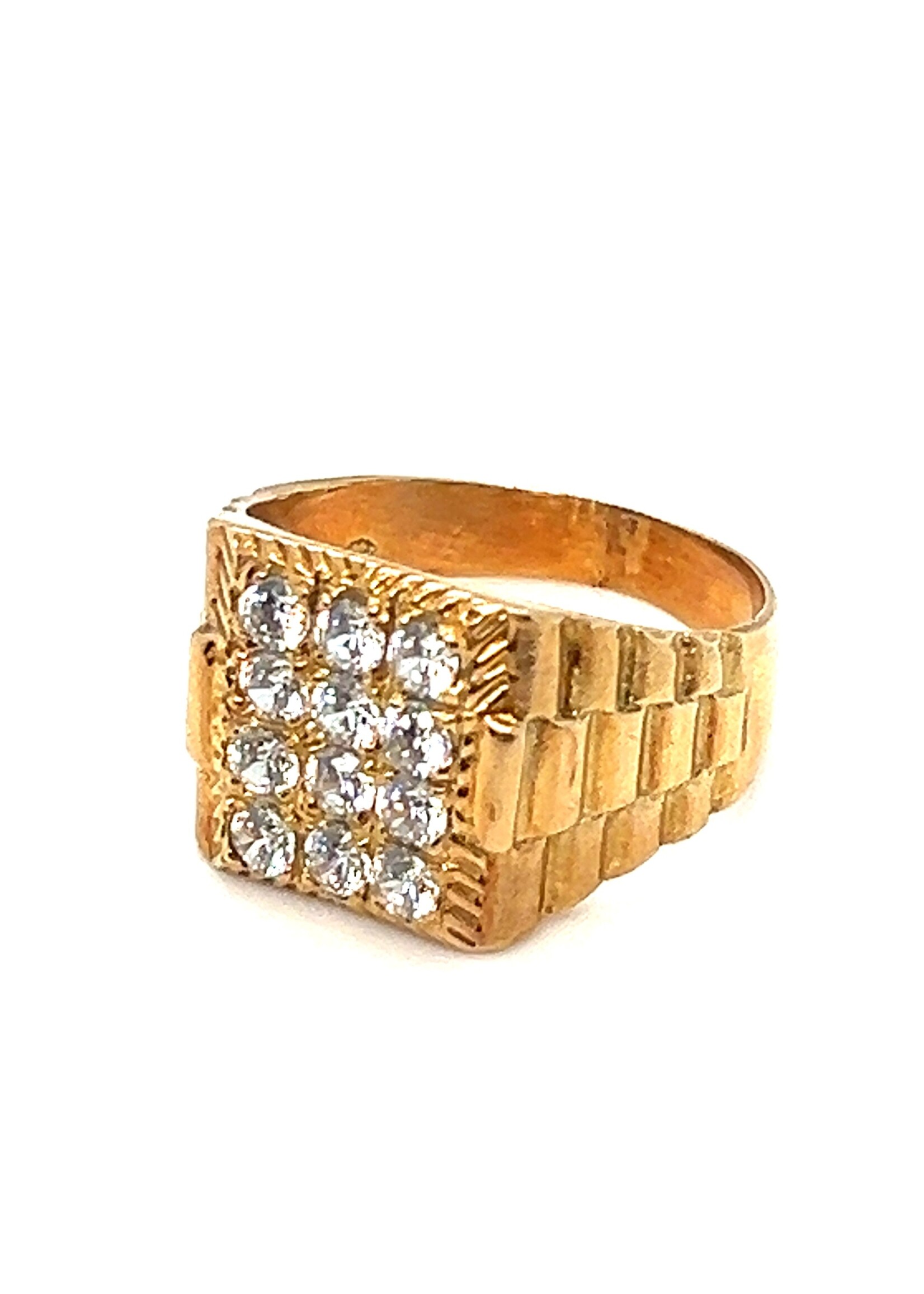 Vintage & Occasion Geelgouden ring met zirkonia Occasion