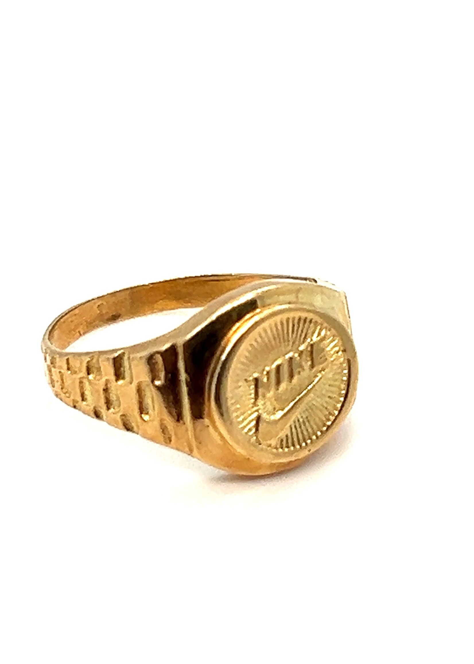 Vintage & Occasion Geelgouden occasion ring Nike - maat 19