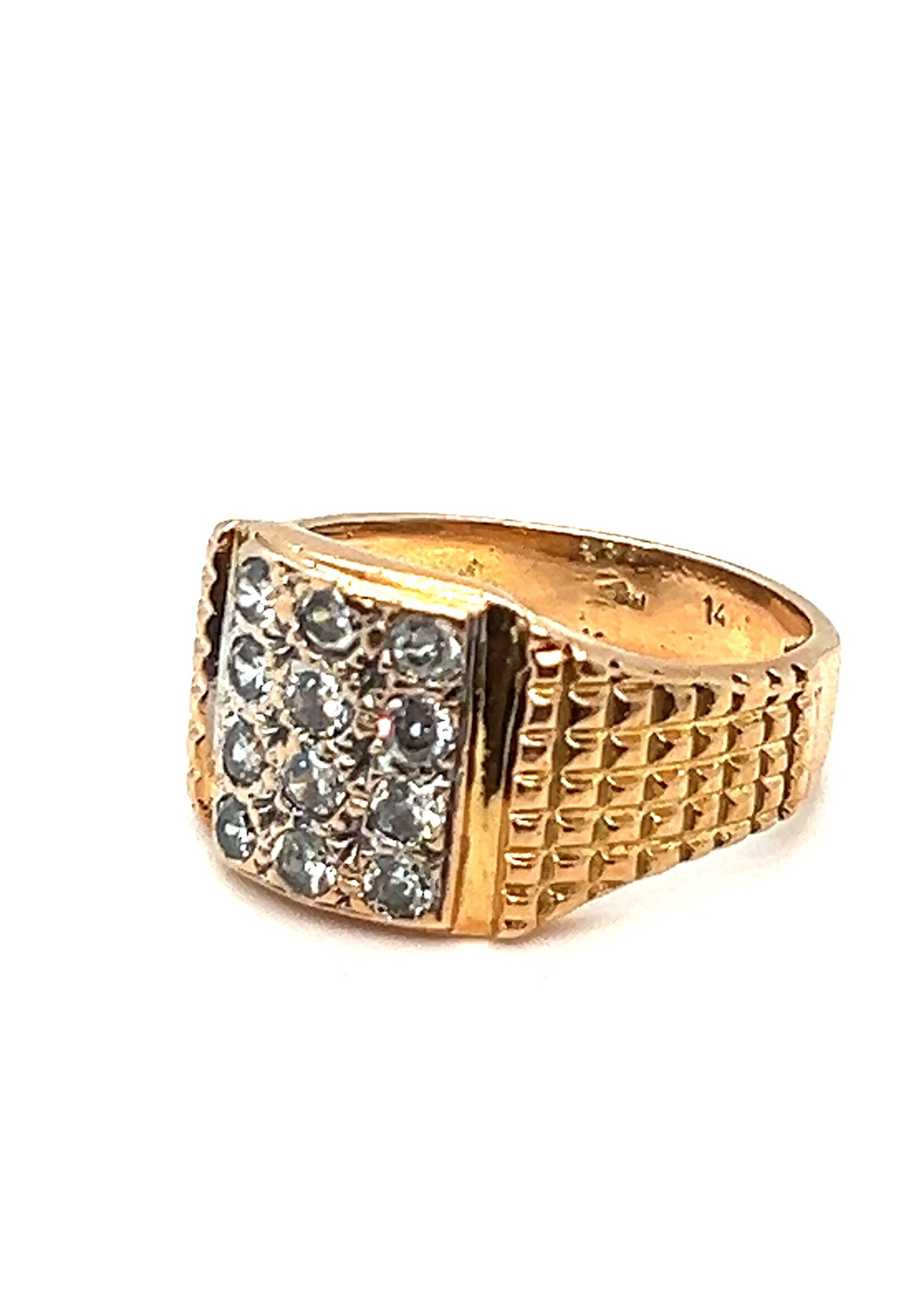 Vintage & Occasion Ring 14k  gouden ring met zirkonia zegelring model - maat 20
