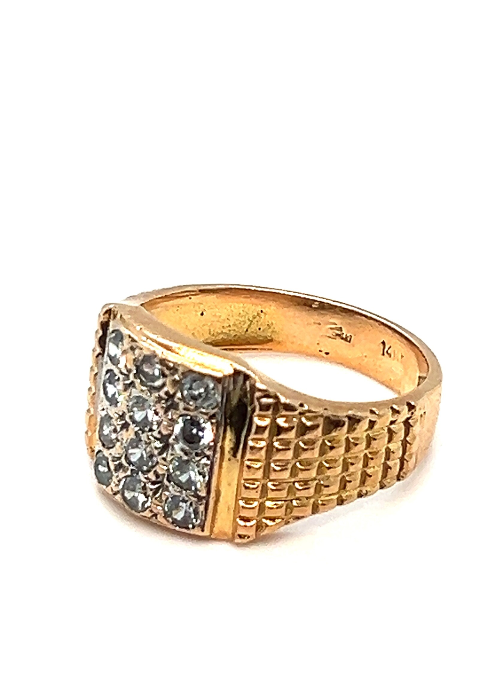 Vintage & Occasion Ring 14k  gouden ring met zirkonia zegelring model - maat 20