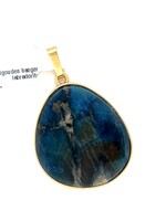 Vintage & Occasion Geelgouden 14 karaat  hanger labradorite Vintage & Occasion Geelgouden 14 karaat  hanger labradorite