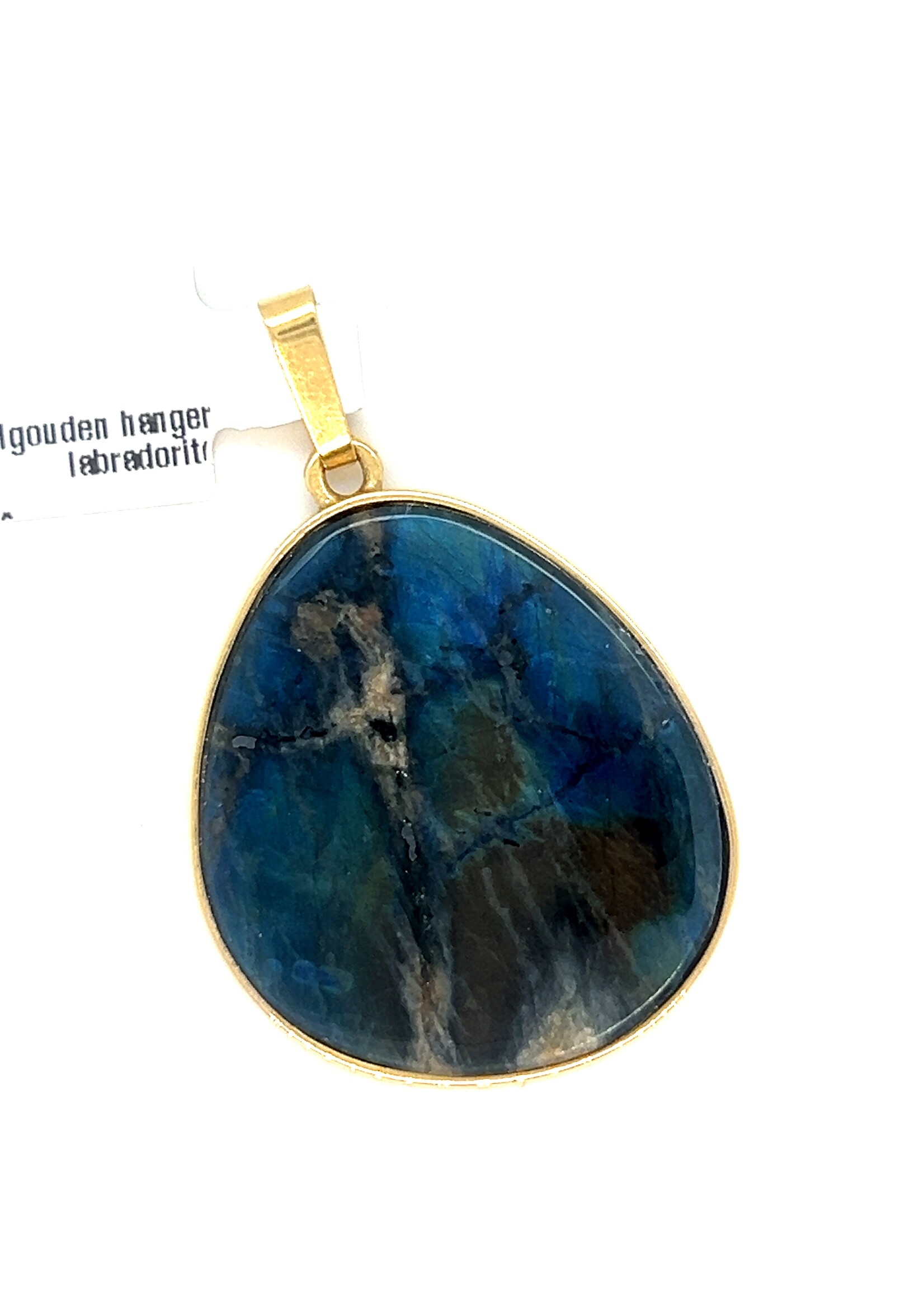 Vintage & Occasion Geelgouden 14 karaat  hanger labradorite