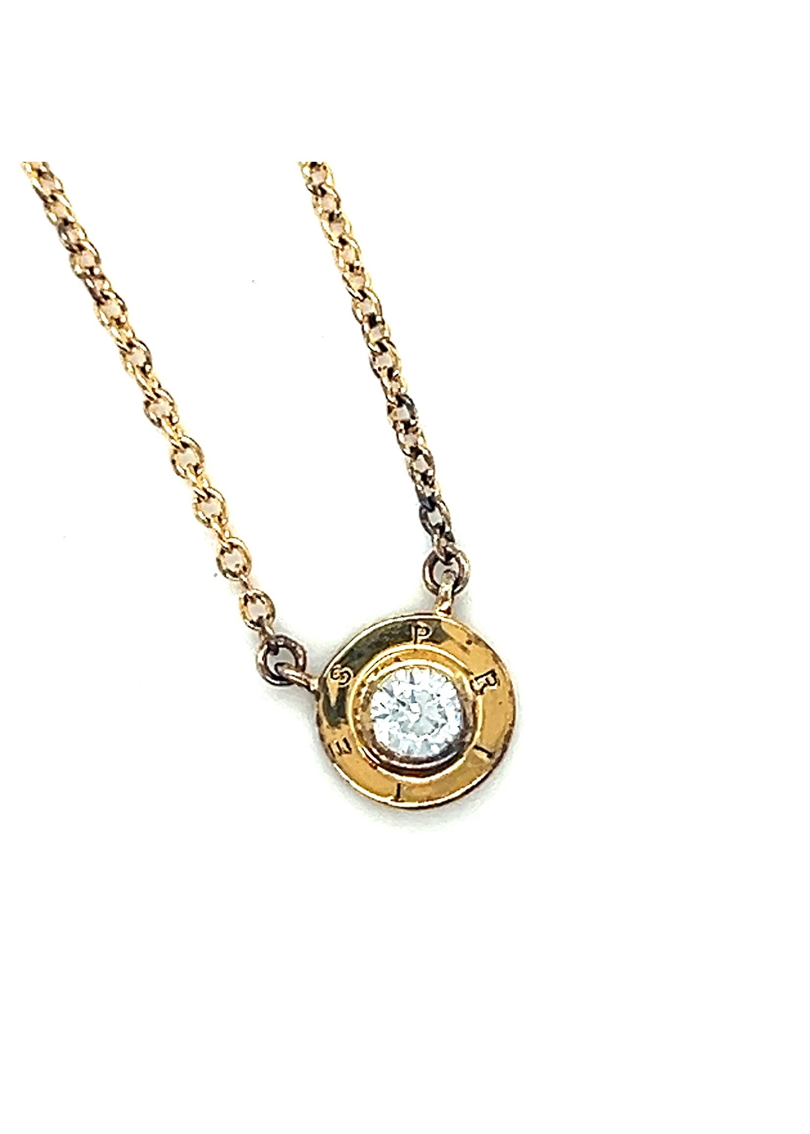 Esprit zilveren goldplated collier met rondje zirkonia
