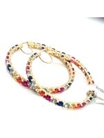 Cataleya jewels Geelgouden creolen met multicolor steentjes