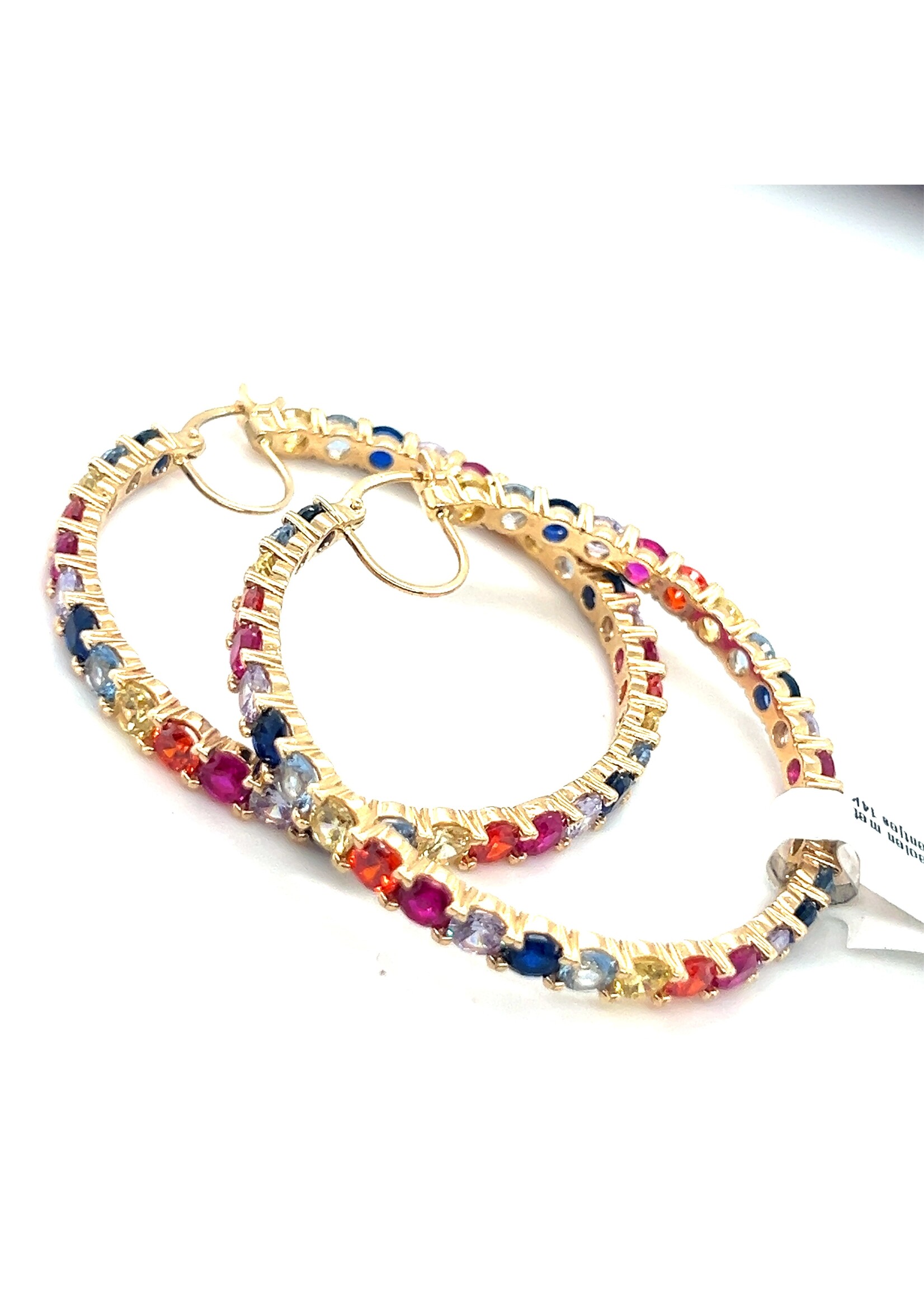 Cataleya jewels Geelgouden creolen met multicolor steentjes