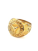 Vintage & Occasion Geelgouden heren  ring met mercedes teken 18k