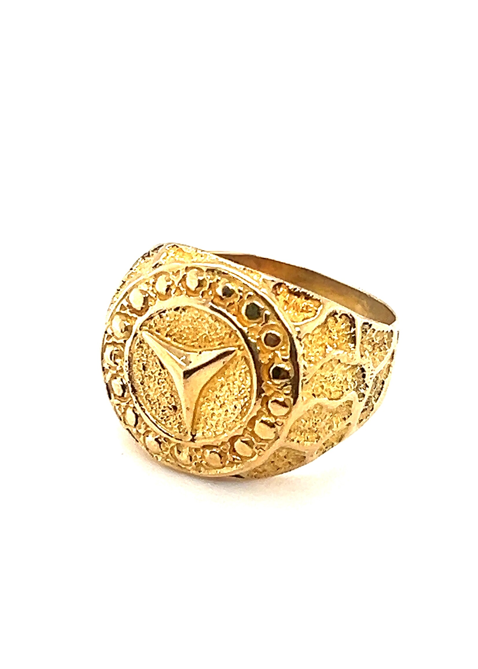 Vintage & Occasion Geelgouden heren  ring met mercedes teken 18k