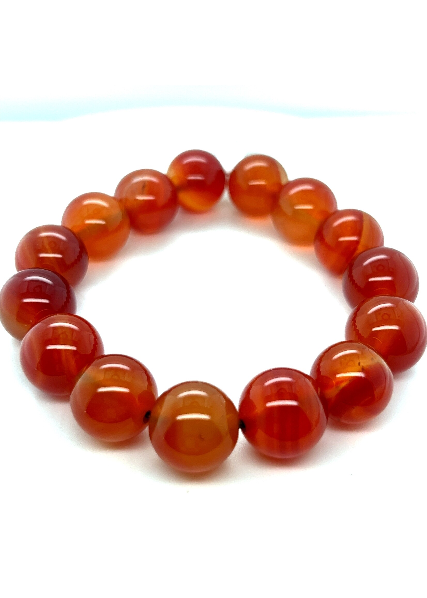 Vintage & Occasion Carneool armband bollen op elastiek