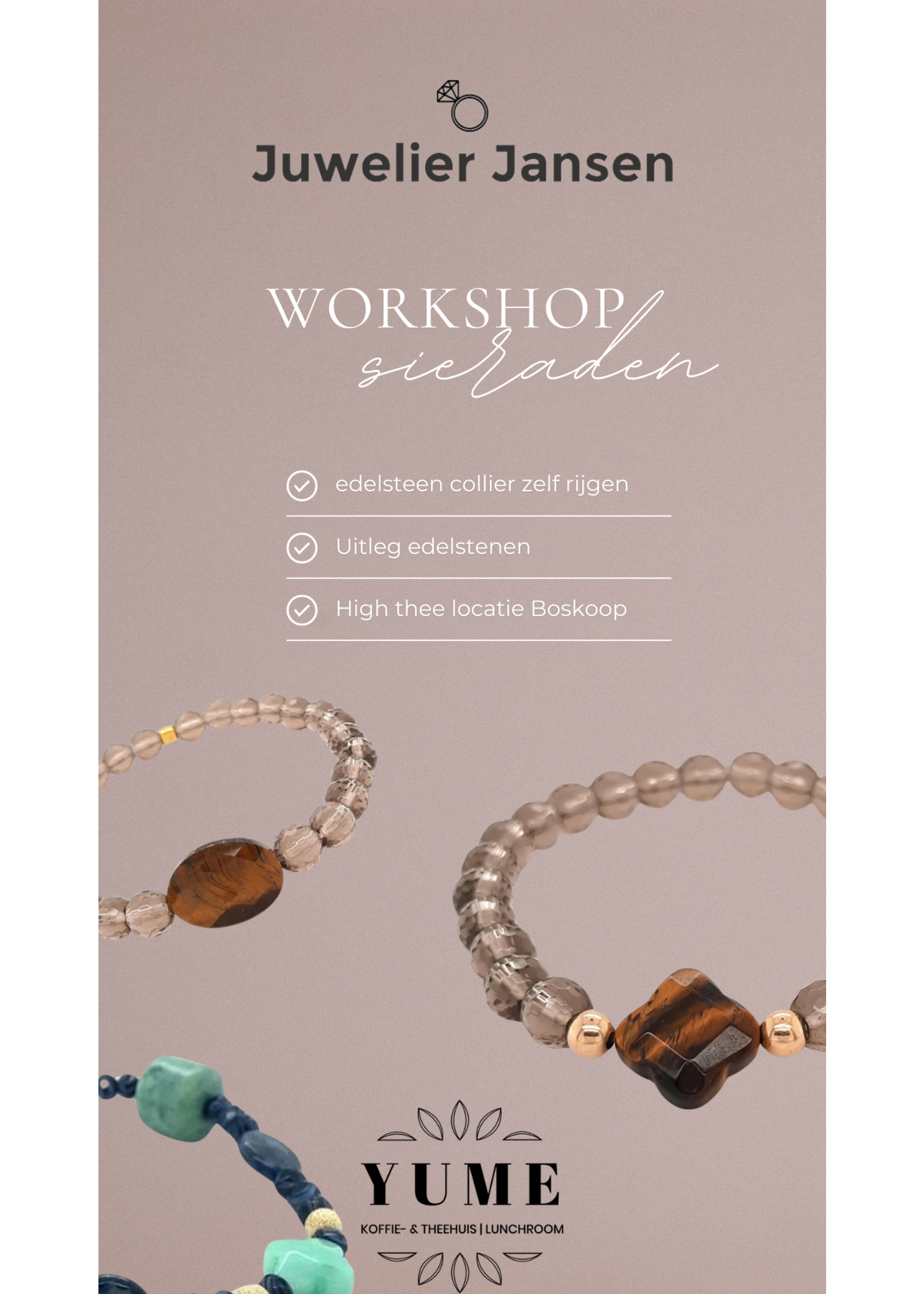 workshop Workshop Collier maken 7 oktober 13.30u