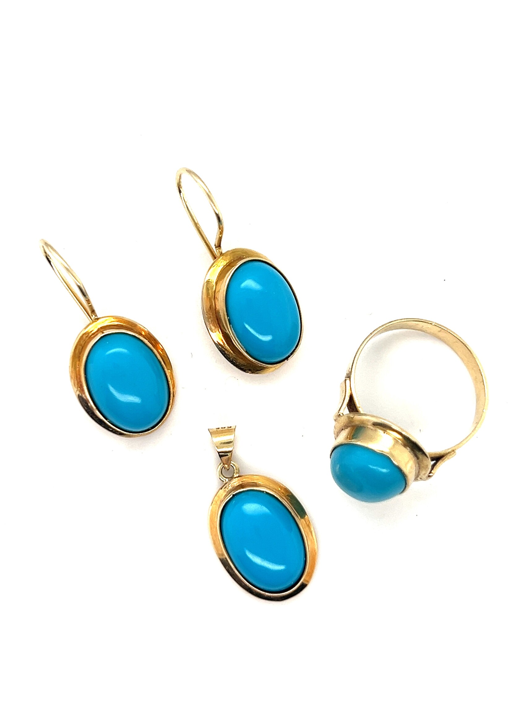Vintage & Occasion Occasion gouden 14k  set met turkoois edelstenen