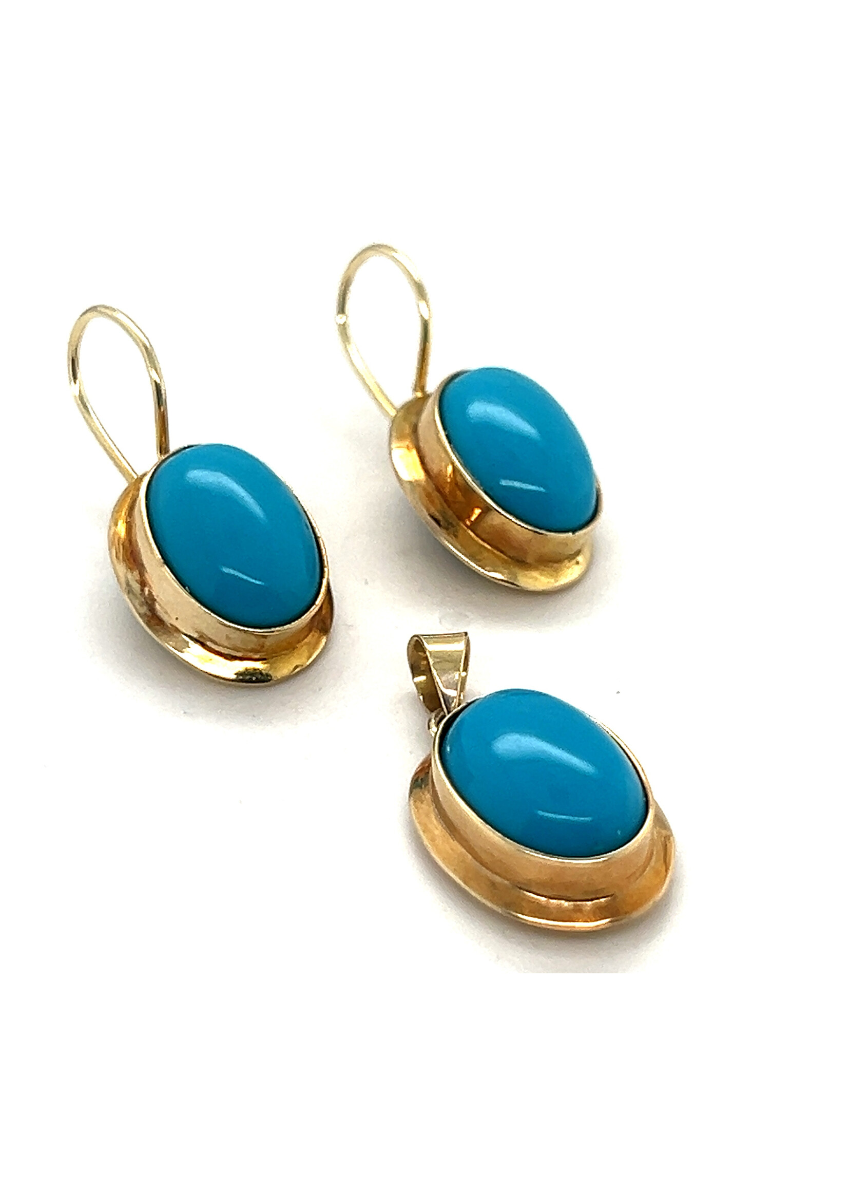 Vintage & Occasion Occasion gouden 14k  set met turkoois edelstenen