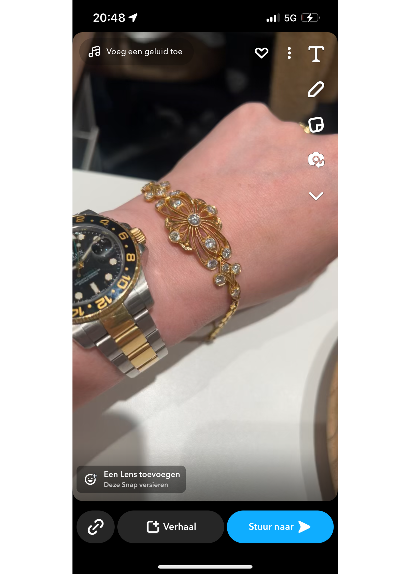 Vintage & Occasion Geelgouden armband met diamant 22k Indonesisch goud
