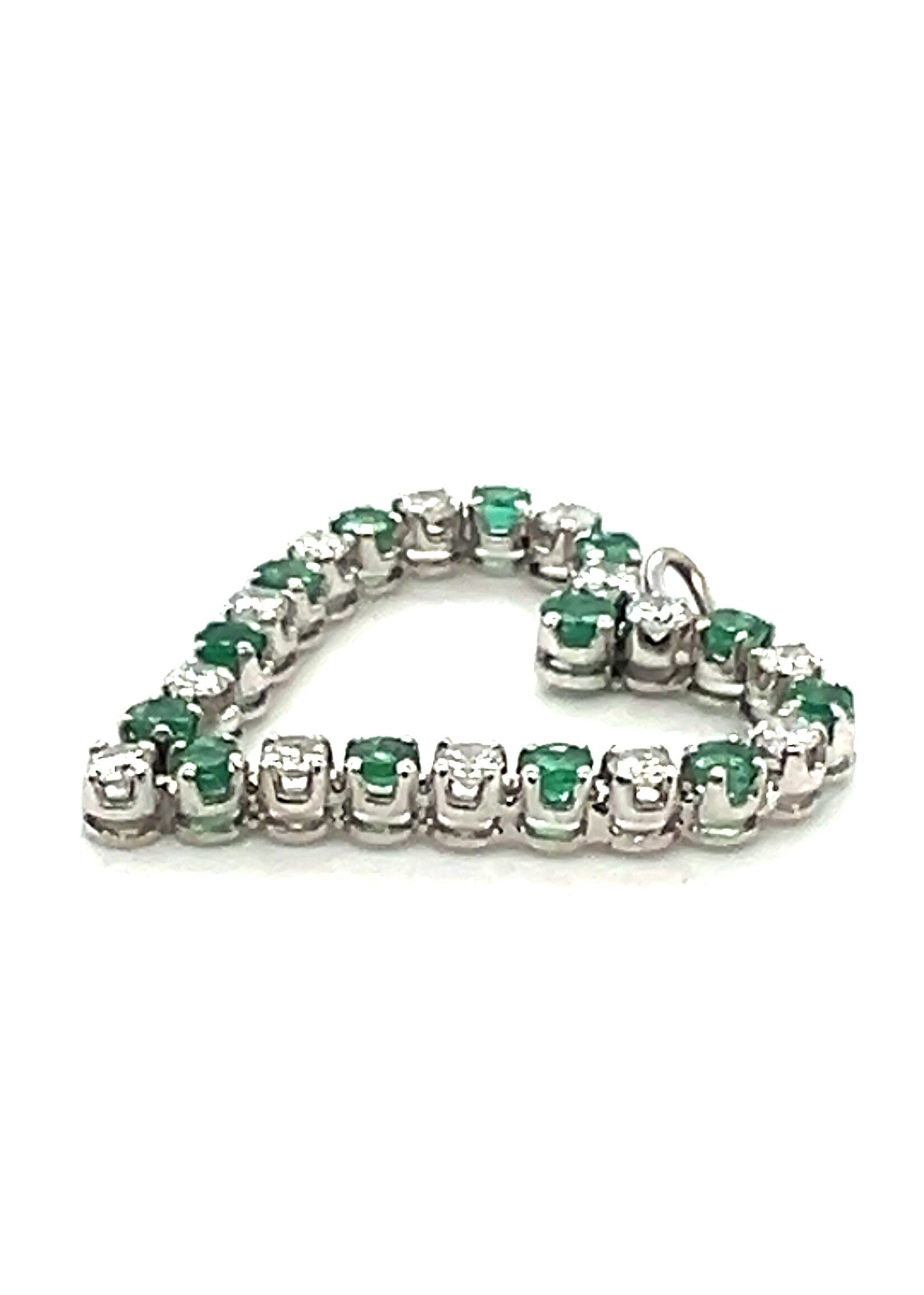 Vintage & Occasion Occasion witgouden hart diamant & smaragd 0.104ct SI-F