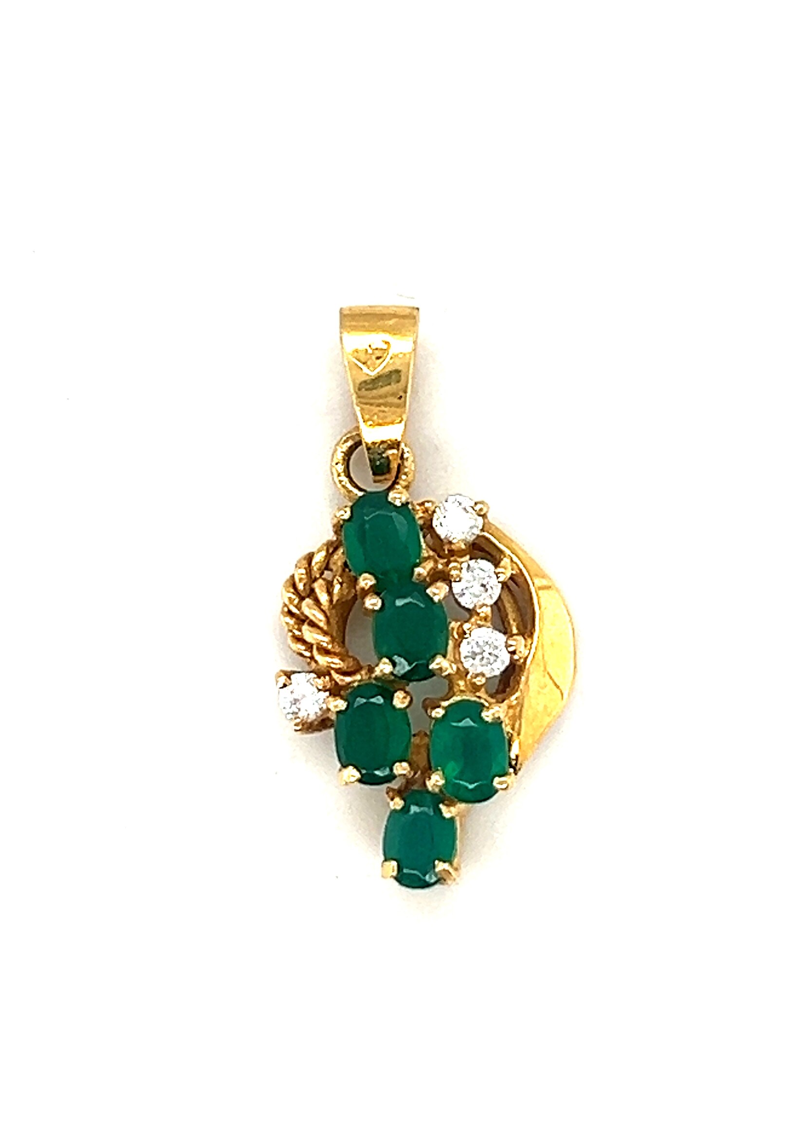 Vintage & Occasion Geelgouden hanger met smaragd