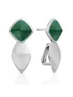Sparkling Jewels EAS05-G16 Sparkling Jewels Edge Moss Agate Push Back Earrings