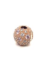 Vintage & Occasion Pandora  clip verguld 14k rosegoud roze en witte zirkonia