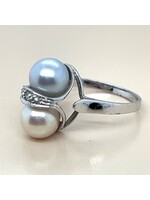 Vintage & Occasion Witgouden occasion ring met 2 parels
