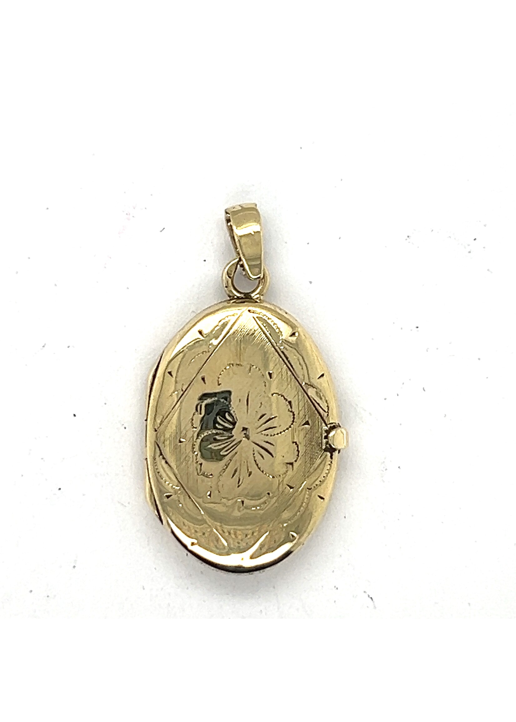 Vintage & Occasion Geelgouden hanger medaillon ovaal met handgravure