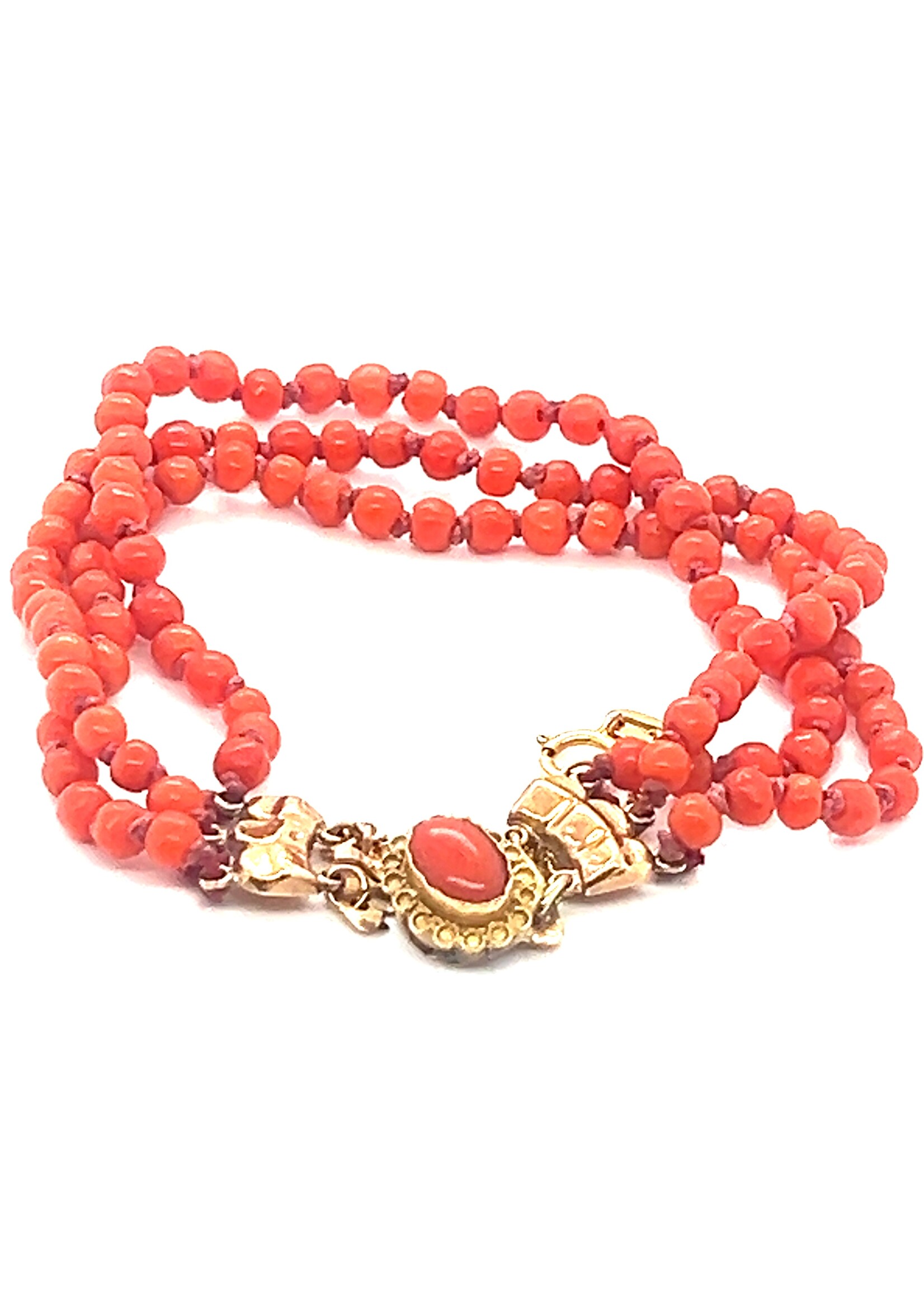 Vintage & Occasion Bloedkoralen armband met gouden sierslot