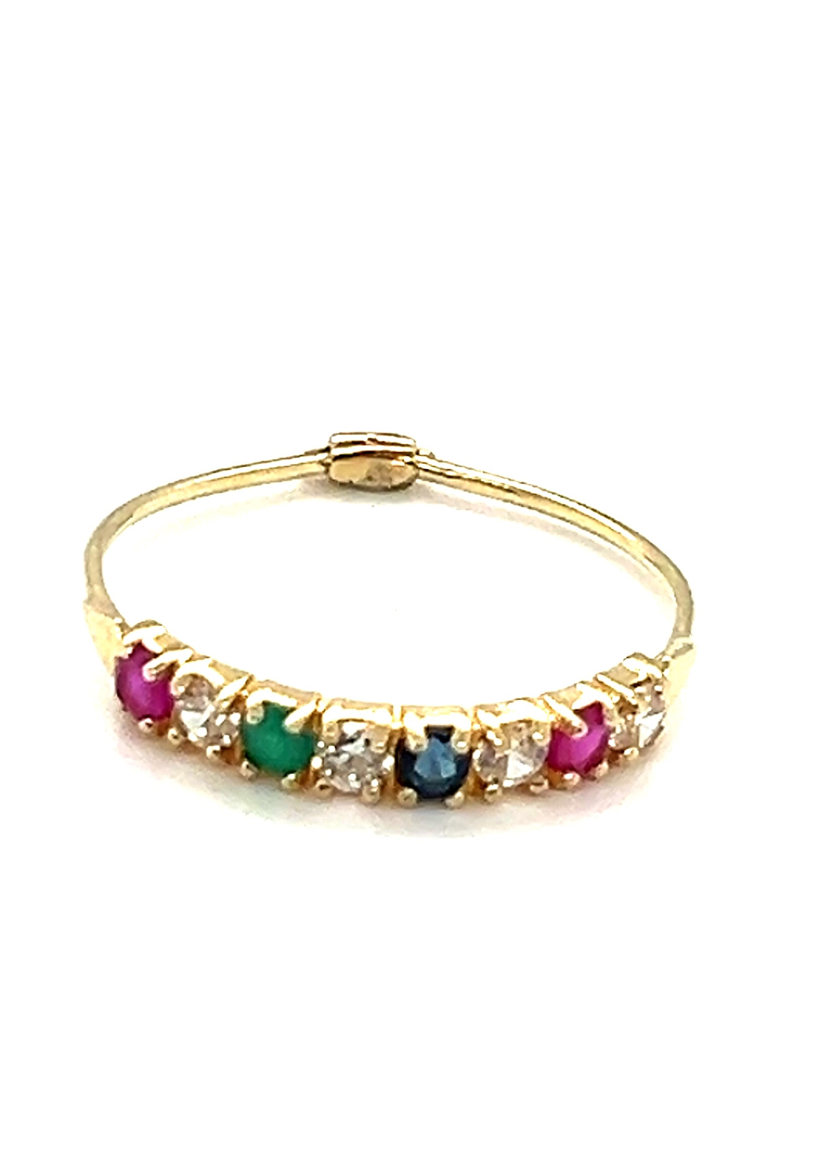 Vintage & Occasion Geelgouden ring smaragd briljant saffier en robijn 14k