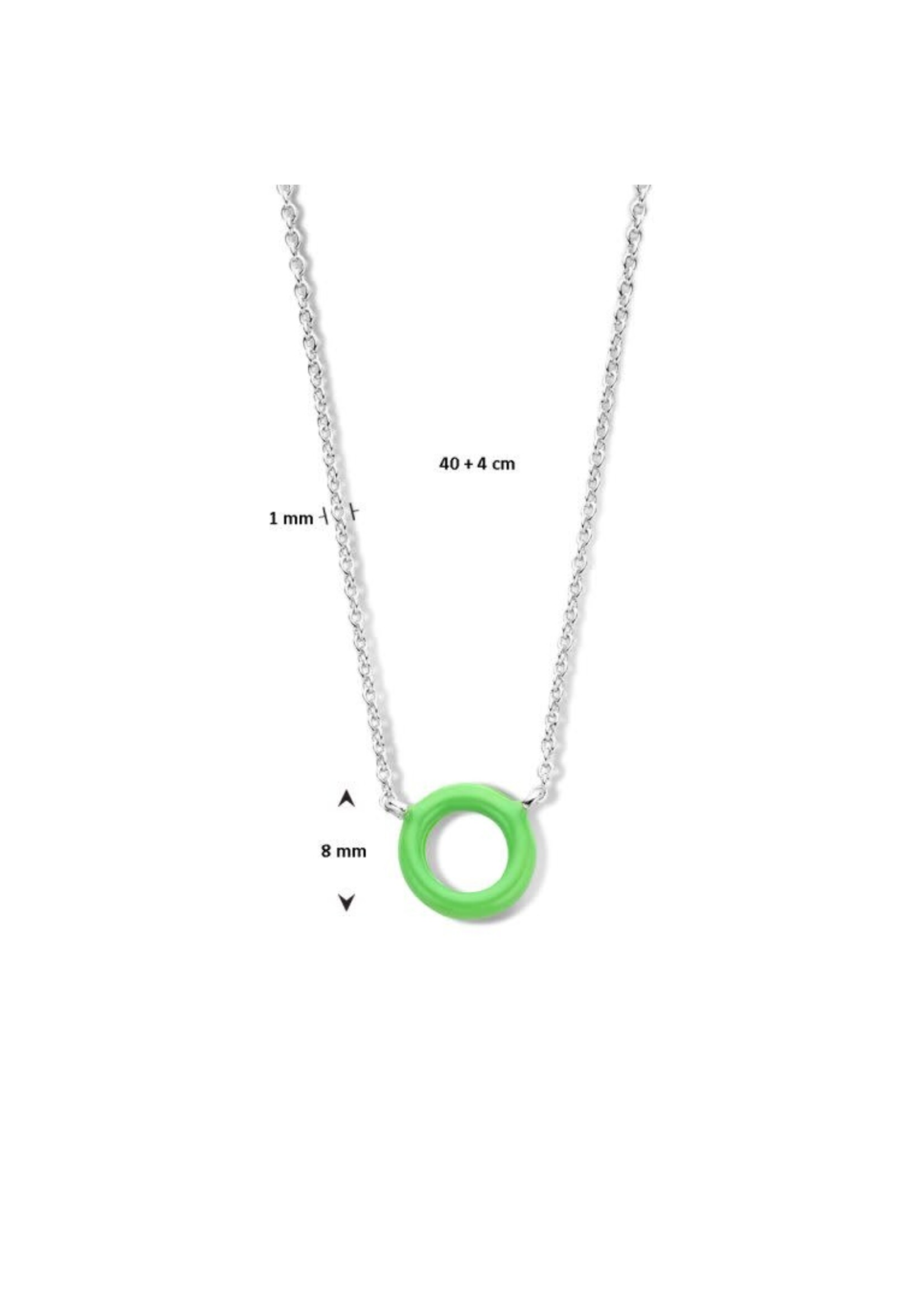 Cataleya jewels Zilveren collier emaille groen 40 + 4 cm zilver gerhodineerd