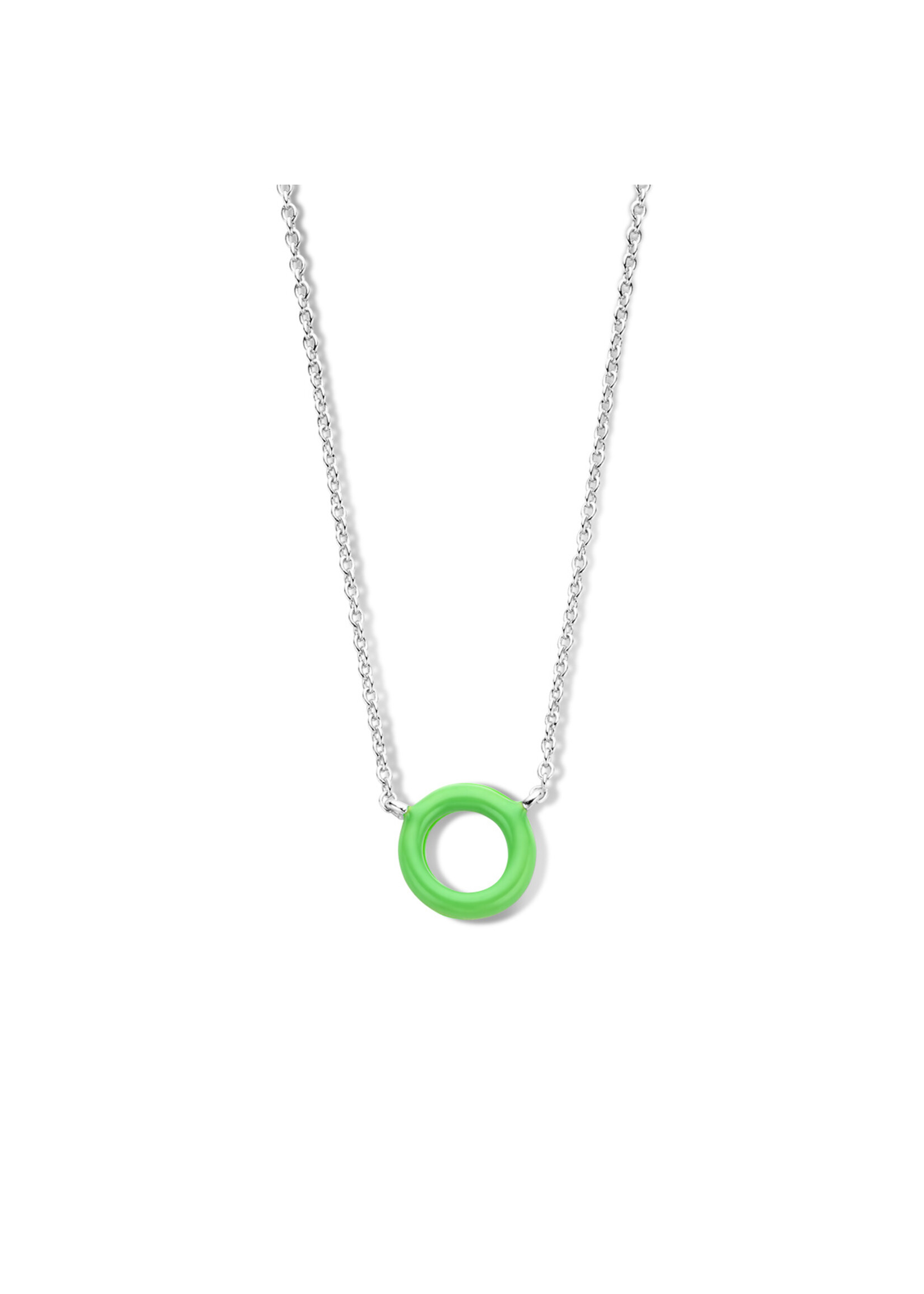 Cataleya jewels Zilveren collier emaille groen 40 + 4 cm zilver gerhodineerd