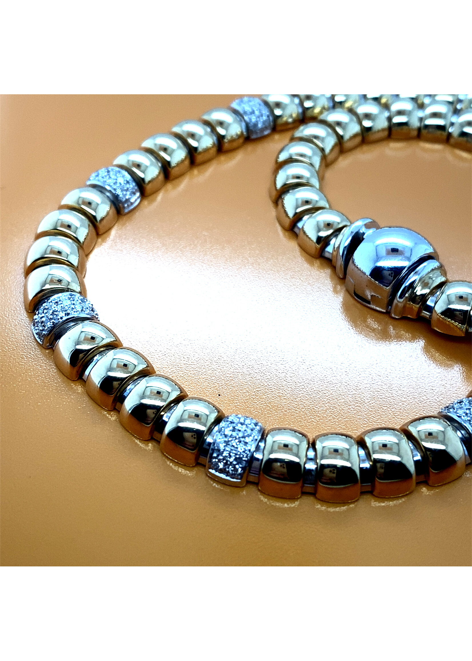 Vintage & Occasion Bicolor gouden modern collier met briljant